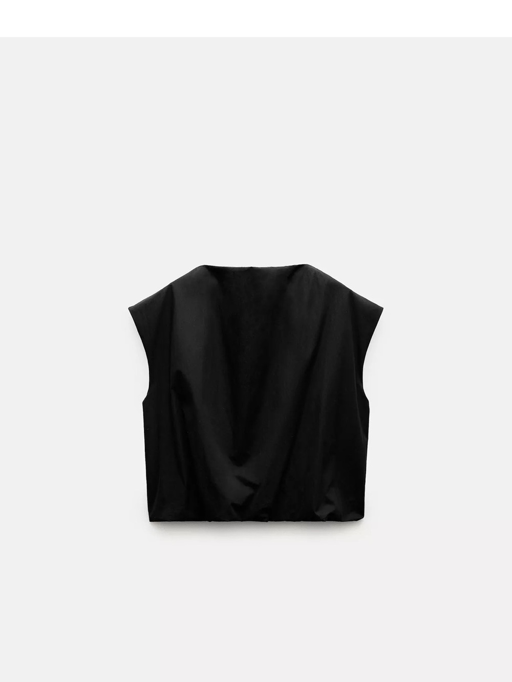 Zara Balloon Sleeveless Black Boxy Crop Top - Women's